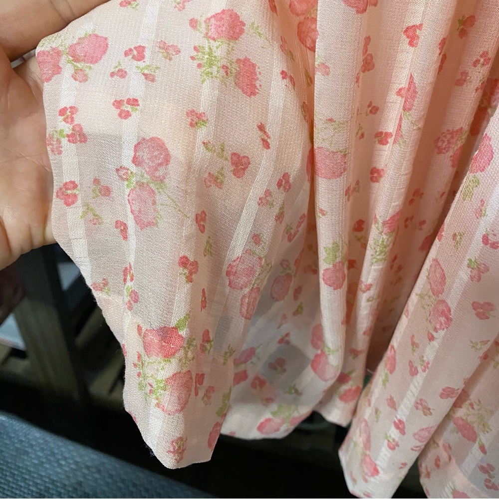 FREE PEOPLE Emmeline Tiered Pink Floral Wide Leg Pants in Peach Combo - Picture 10 of 16